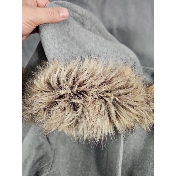 J.Crew Vail Faux Fur Trim Hooded Wool Blend Coat Womens 6 Grey E3931 - Picture 5 of 11